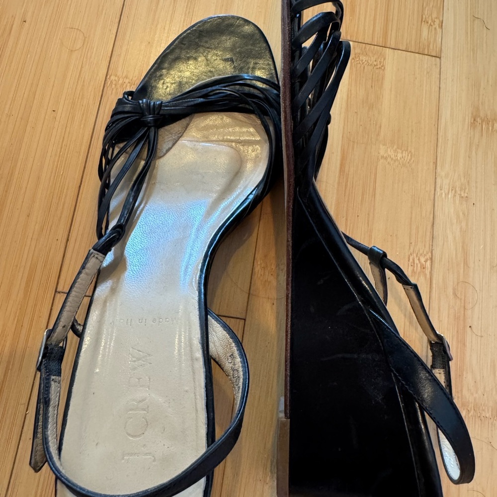 J. Crew Black Strappy Sandals Sz 9